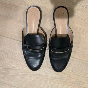 A New Day Women's Black Leather Mules